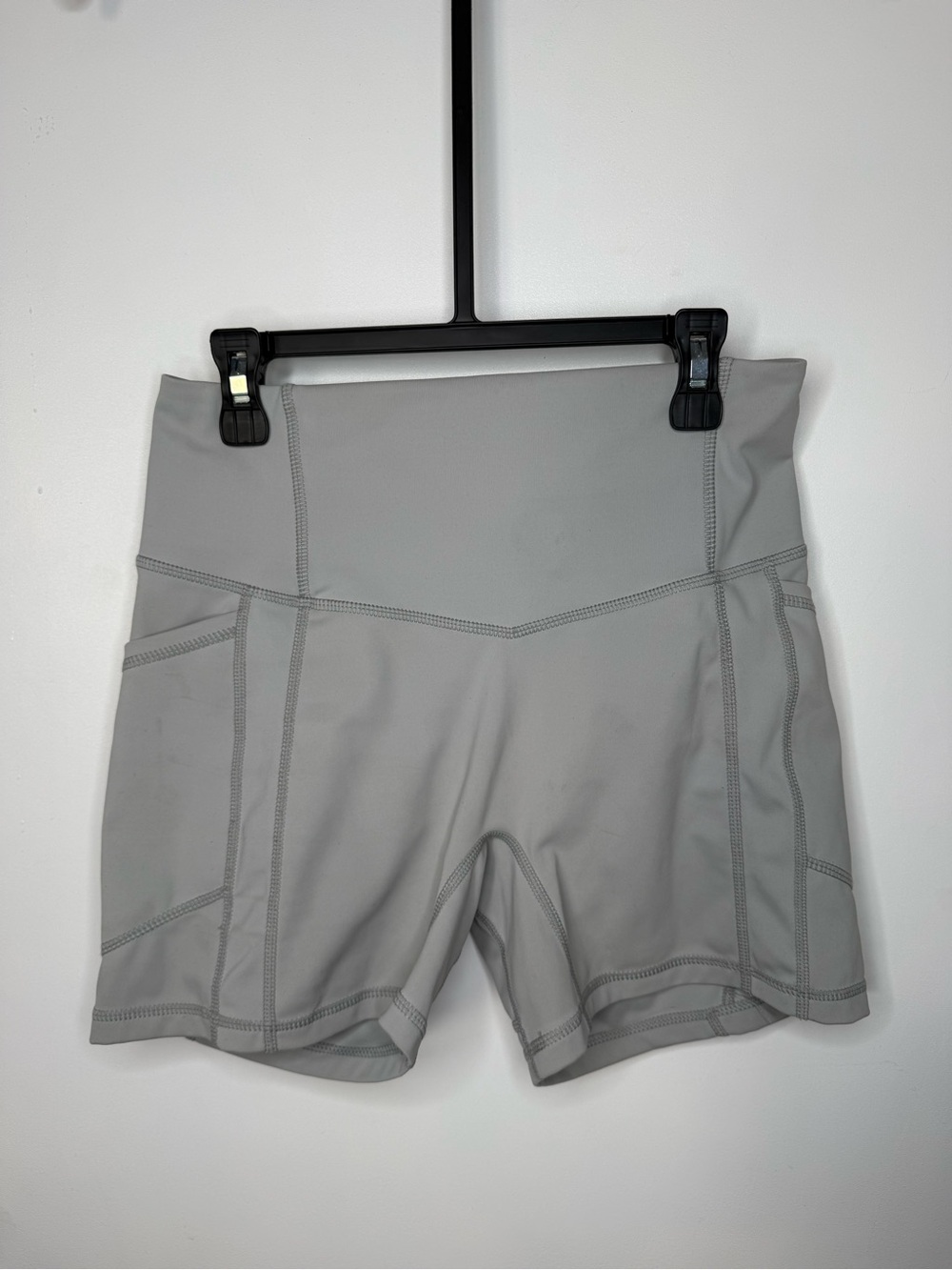 Til You Collapse High-Waist Gray Women’s Active Shorts with Pockets